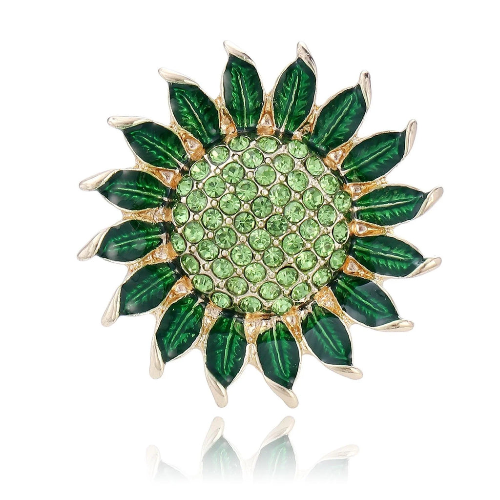 Luxury Enamel Sunflower Brooch With Rhinestone Center, Elegant Alloy Lapel Pin Corsage Suit Accessory