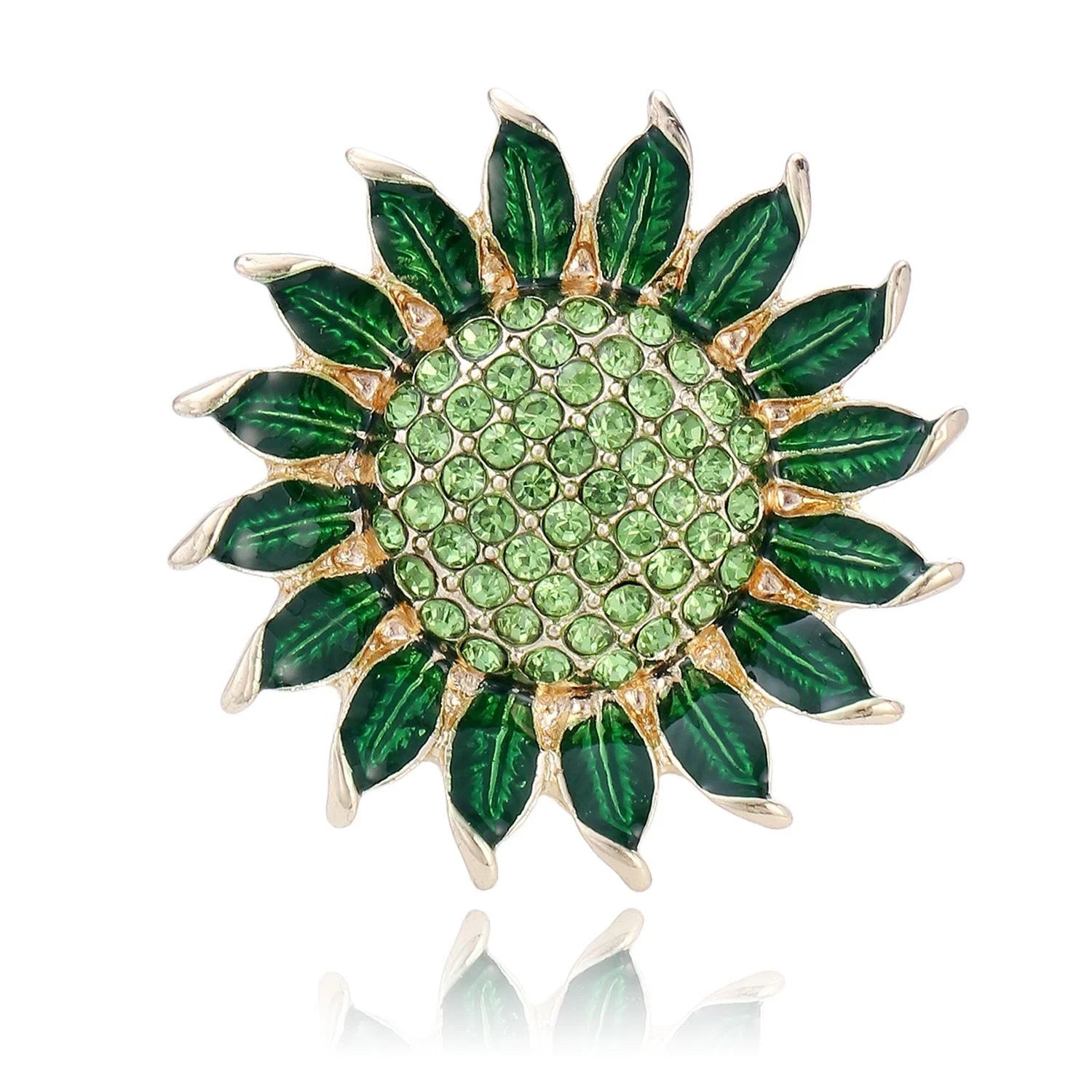 Luxury Enamel Sunflower Brooch With Rhinestone Center, Elegant Alloy Lapel Pin Corsage Suit Accessory