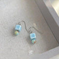 New Chinese Vintage Shoushan Stone Ceramic Geometric Drop Earrings Handmade Designer Jewelry