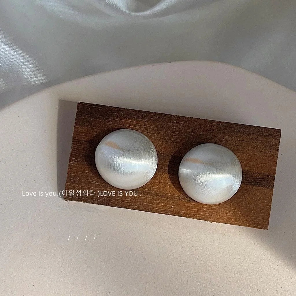 14K Plated Copper Round Stud Earrings With Brushed Finish Fashion Jewelry