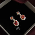 Vintage Court Style Burgundy Zircon Geometric 14K Plated Copper Drop Earrings