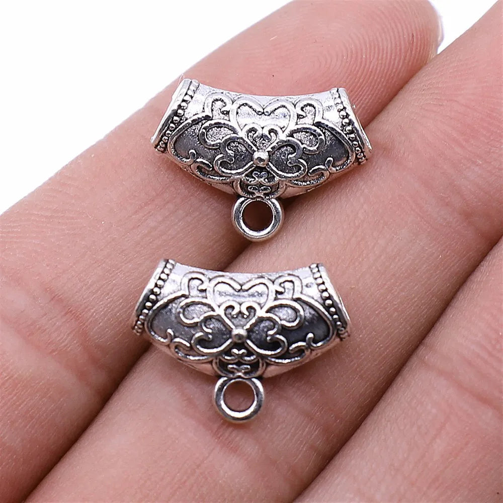 13x19mm 2.4g Antique Silver Zinc Alloy Decorative Pendant Bail Connector for DIY Jewelry Making