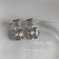 Silver Plated Metal Square Geometric Drop Earrings Minimalist Commuter Style Jewelry for Women