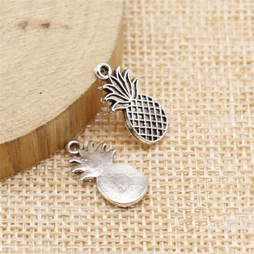 9x17mm 0.8g Multicolor Zinc Alloy Pineapple Charm Pendant for DIY Fruit Necklace Bracelet Making