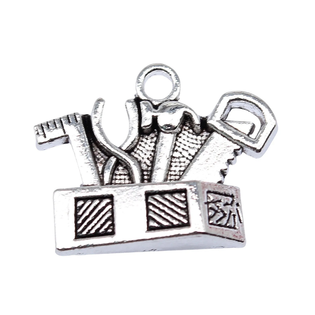 17x22mm 2.2g Antique Silver Zinc Alloy Tool Box Charm Pendant for DIY Necklace Bracelet Making
