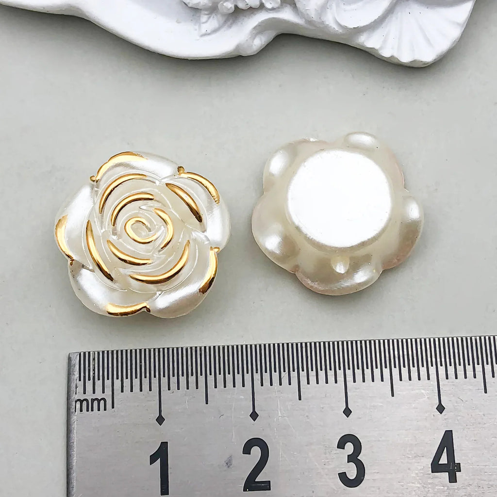 Acrylic Pearl Camellia Rose Flower Loose Beads for DIY Earrings Jewelry Accessories
