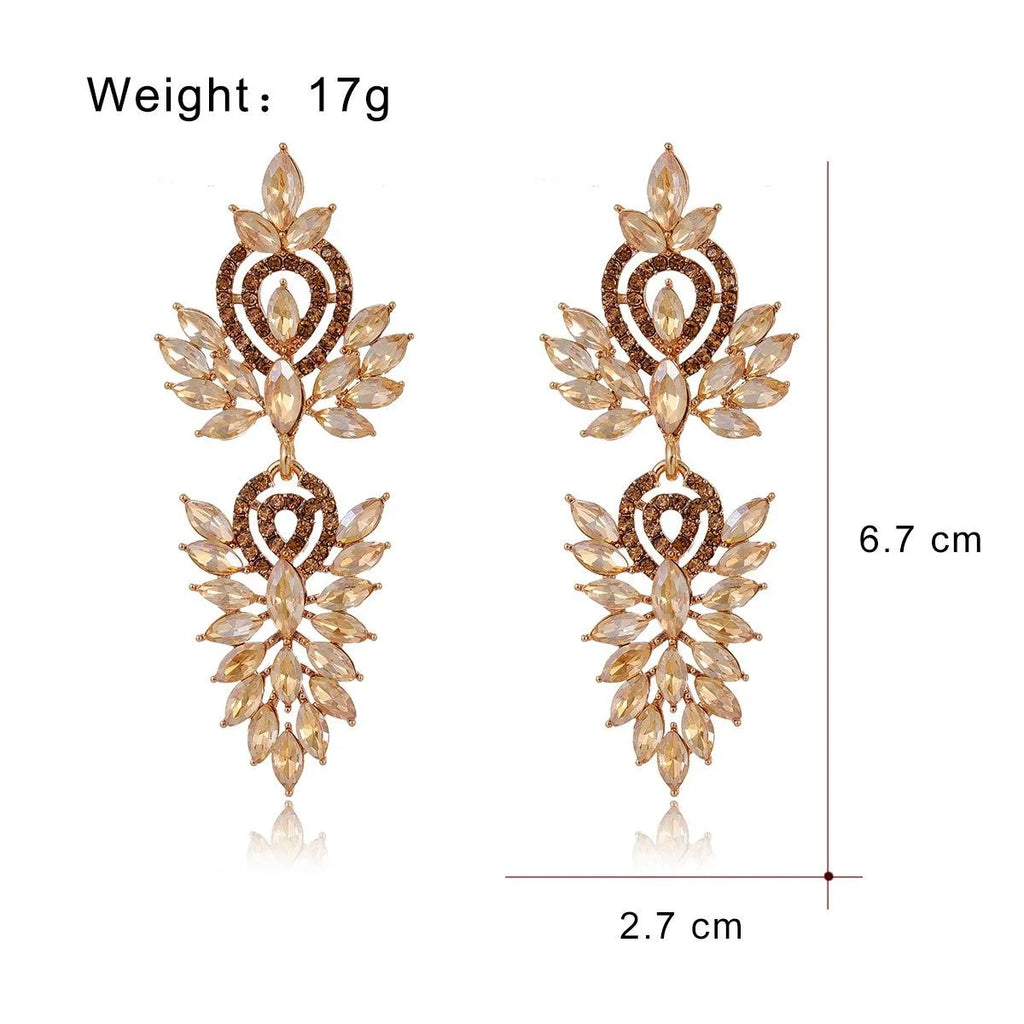 Elegant Long Crystal Rhinestone Tassel Earrings For Women Luxury Bridal Wedding Party Jewelry Gift