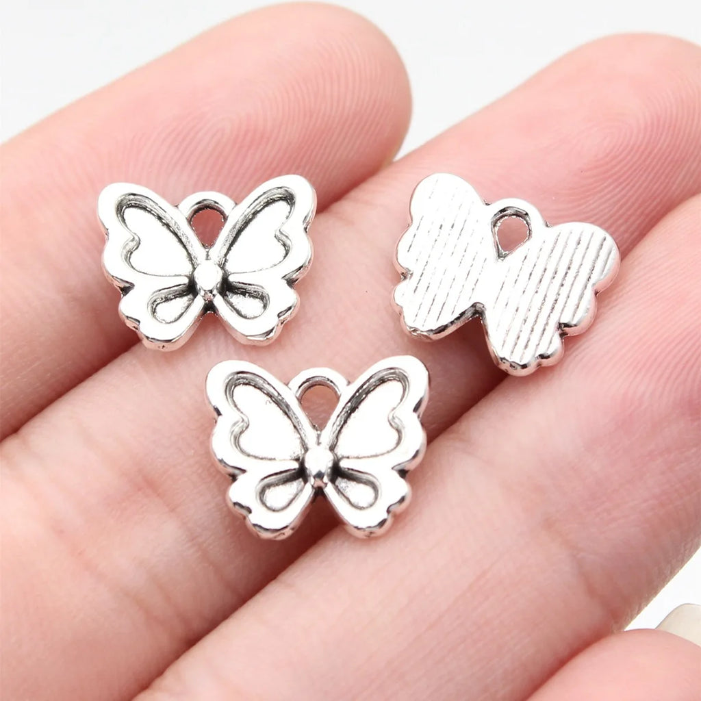 13x10mm 0.71g Antique Silver Zinc Alloy Butterfly Charm Pendant for Necklace Bracelet DIY Jewelry