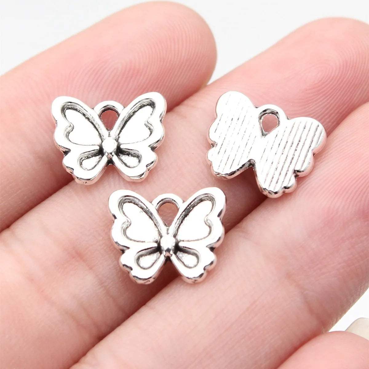 13x10mm 0.71g Antique Silver Zinc Alloy Butterfly Charm Pendant for Necklace Bracelet DIY Jewelry