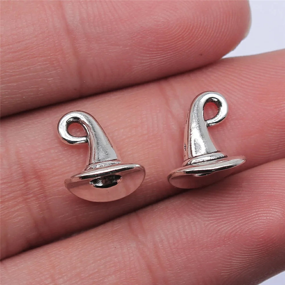 10x10mm 1.2g Antique Silver Zinc Alloy Wizard Hat Charm Pendant for DIY Necklace Bracelet Making