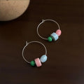 Ethnic Style Handmade Glazed Ceramic Geometric Round Square Drop Earrings for Women
