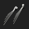 Elegant Rhinestone Spiral Disc Long Tassel Chain Stud & Clip On No Piercing Alloy Drop Earrings
