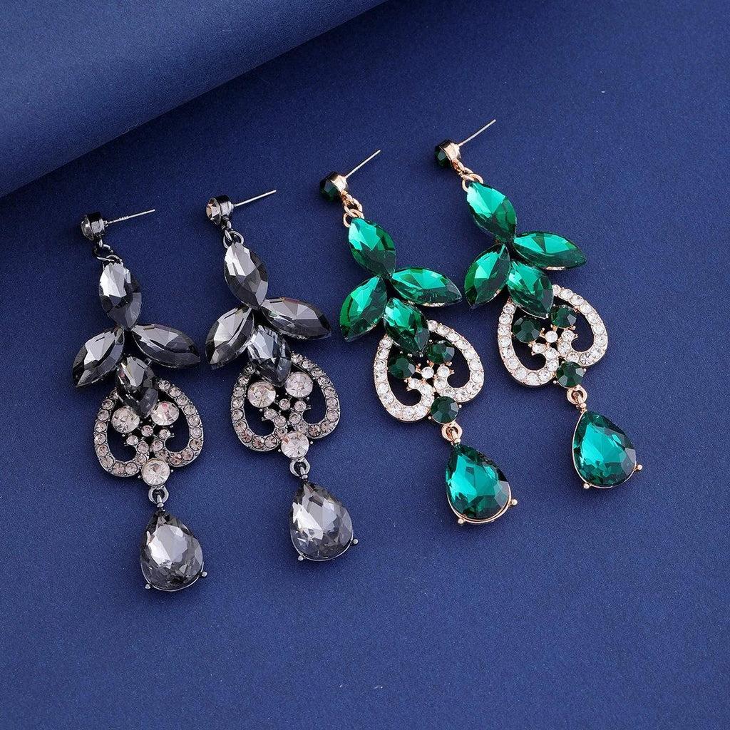 Luxury Crystal Rhinestone Drop Earrings For Women, Elegant Bridal Wedding Banquet Party Dress Jewelry