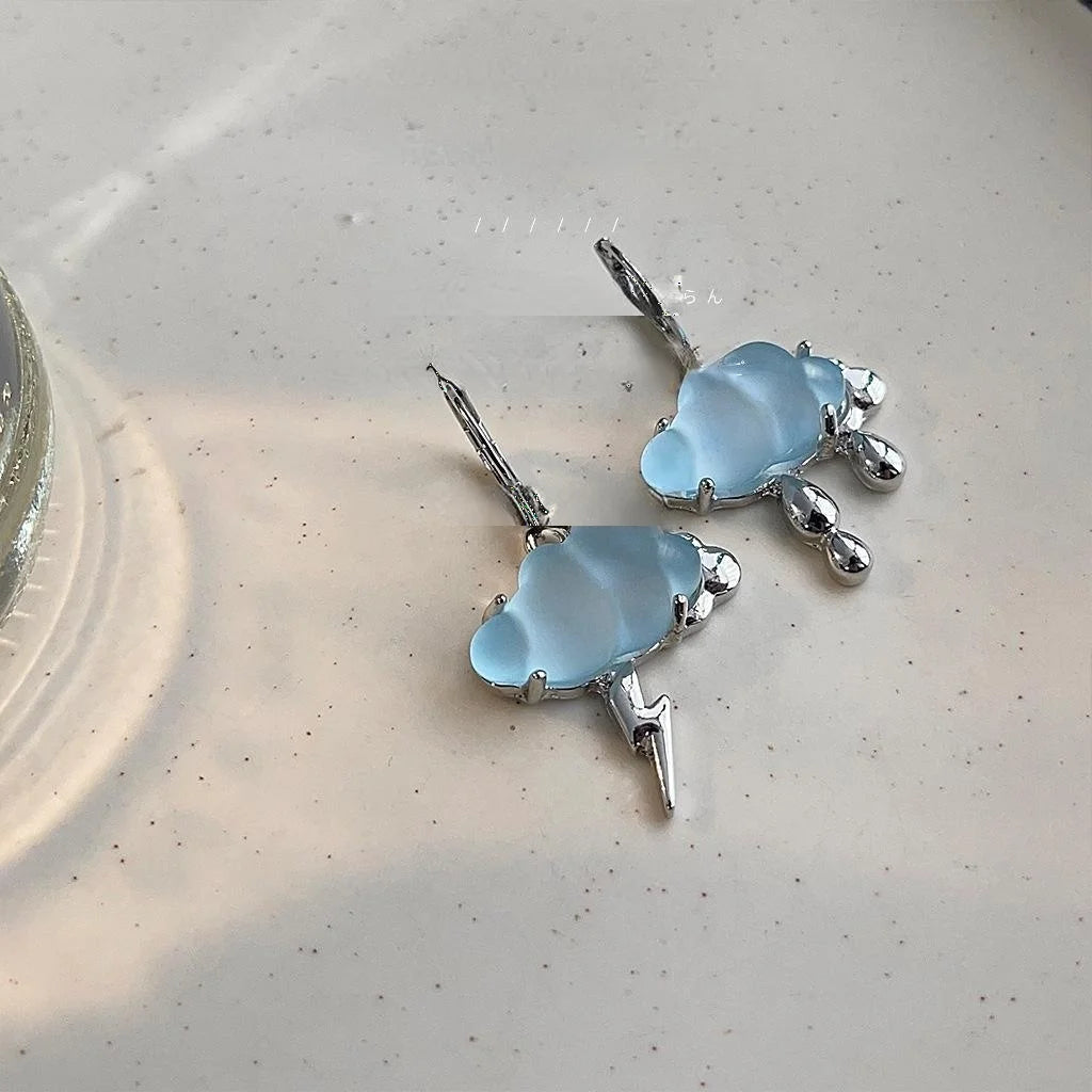 Copper Asymmetric Cloud Drop Earrings Sweet Cool Geometric Fashion Jewelry