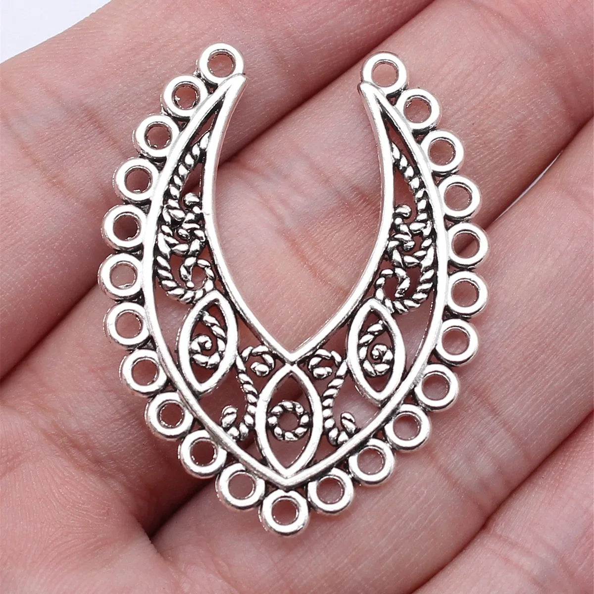 39x31mm 3.3g Antique Silver Zinc Alloy Earring Connector Charm for DIY Dangle Earring Jewelry Making