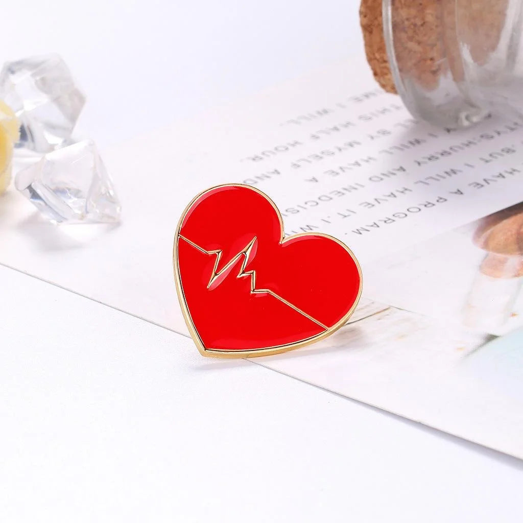 Cute Enamel Alloy Nurse Stethoscope Heart Brooch With Rhinestone Accent, Medical Lapel Pin Suit Accessory Gift