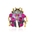 Luxury Blue Enamel Ladybug Brooch With Rhinestone Alloy Insect Lapel Pin, Suit Corsage Gift Accessory