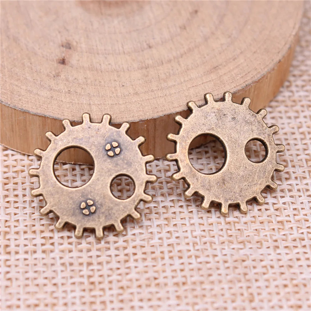 19x19mm 1.8g Multi-Color Zinc Alloy Gear Charm Pendant for Necklace Bracelet DIY Jewelry Making