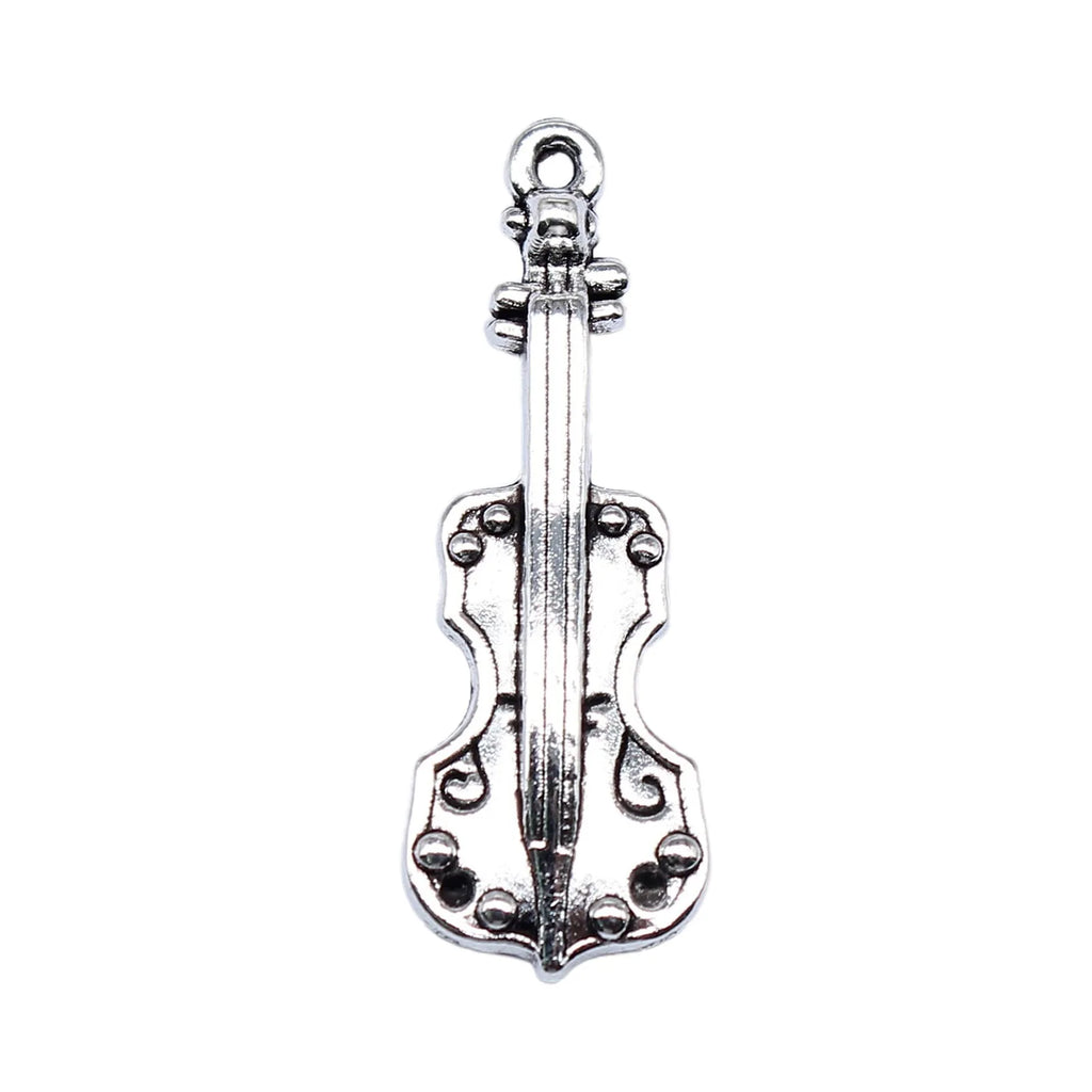 31x11mm 1.7g Antique Silver Zinc Alloy Violin Charm Pendant for DIY Jewelry Making