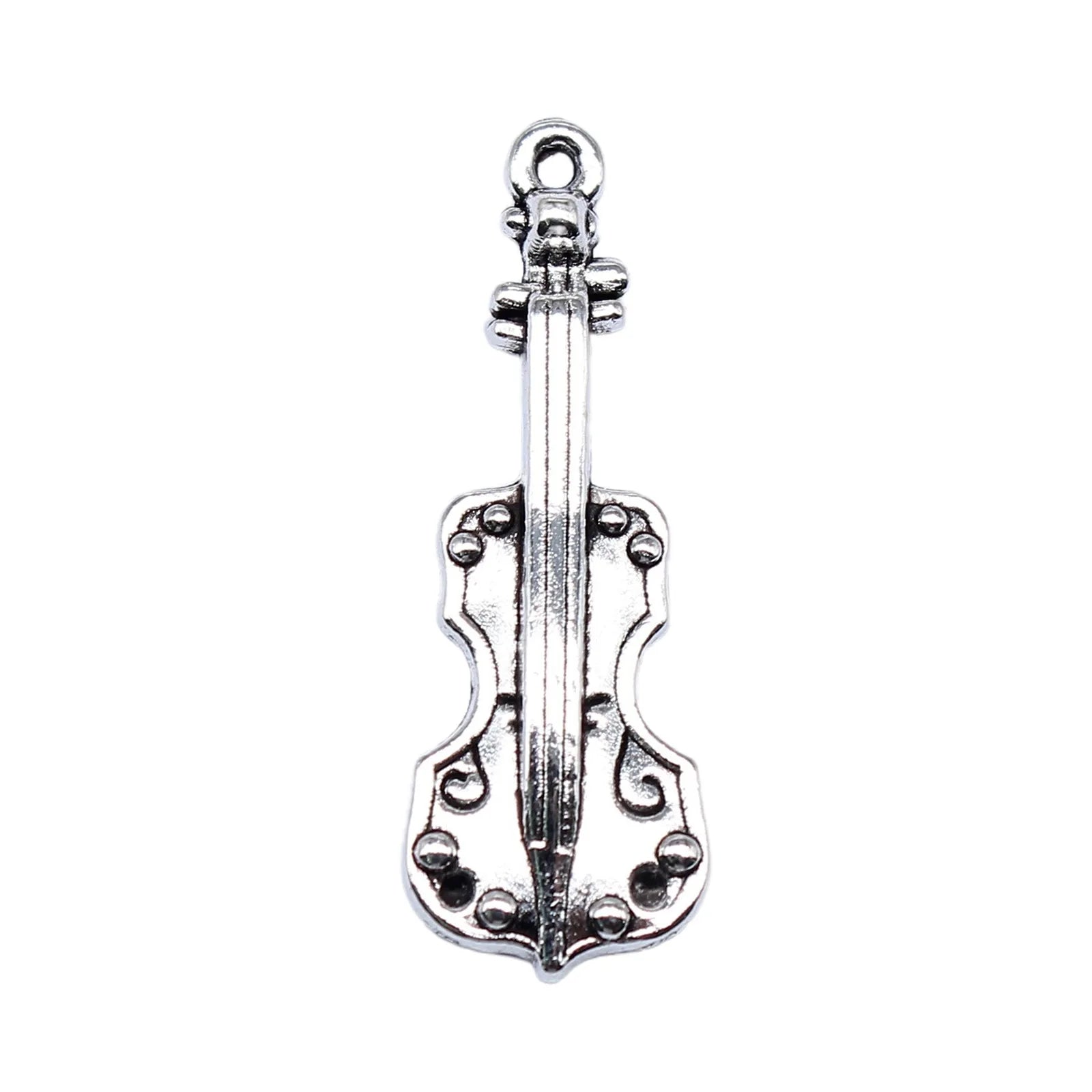 31x11mm 1.7g Antique Silver Zinc Alloy Violin Charm Pendant for DIY Jewelry Making