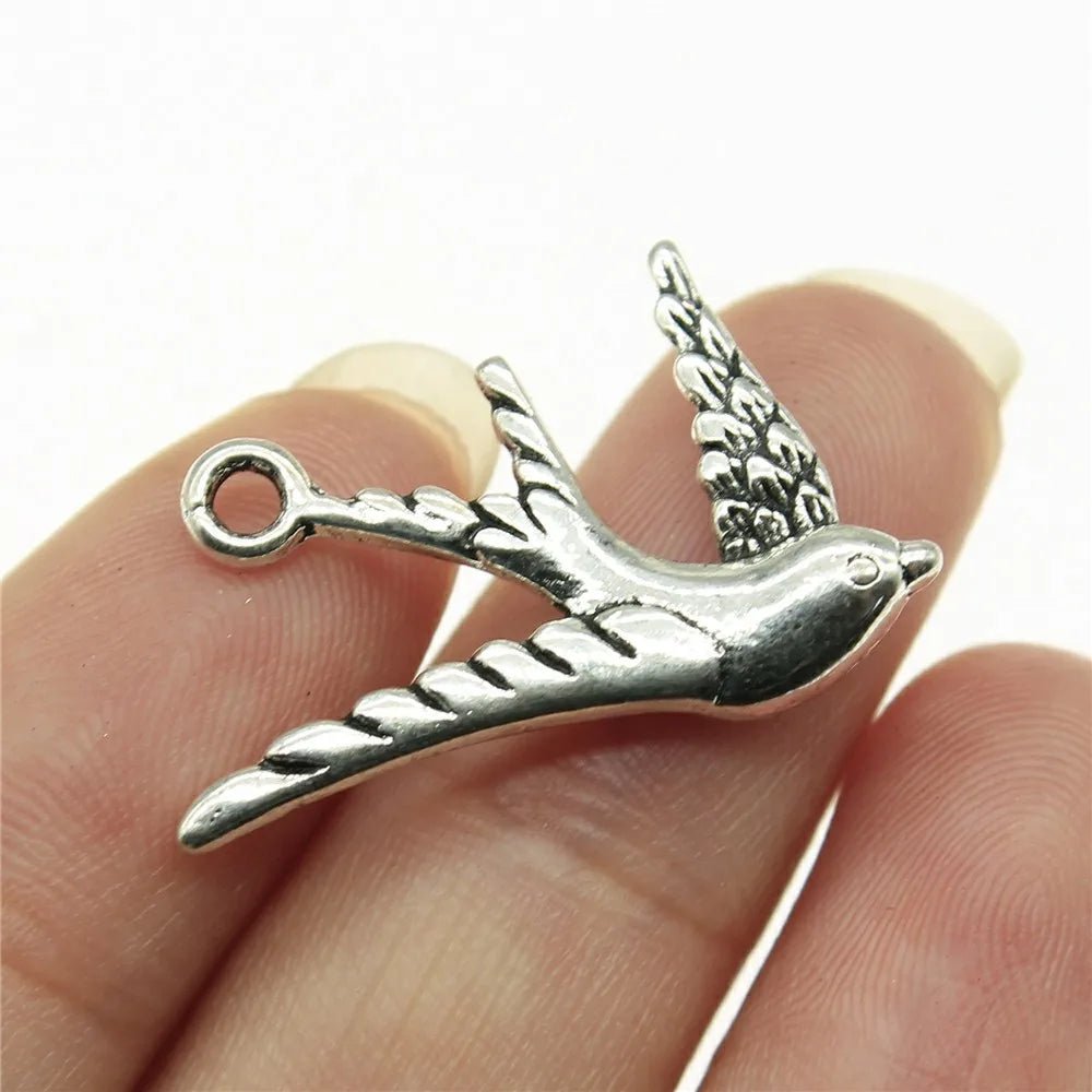 26x25mm 1.9g Multicolor Zinc Alloy Swallow Bird Charm Pendant for DIY Bracelet Necklace Making