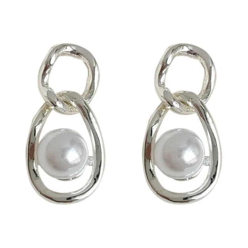Fresh Sweet Minimalist Oval Geometric Copper Stud Earrings For Women