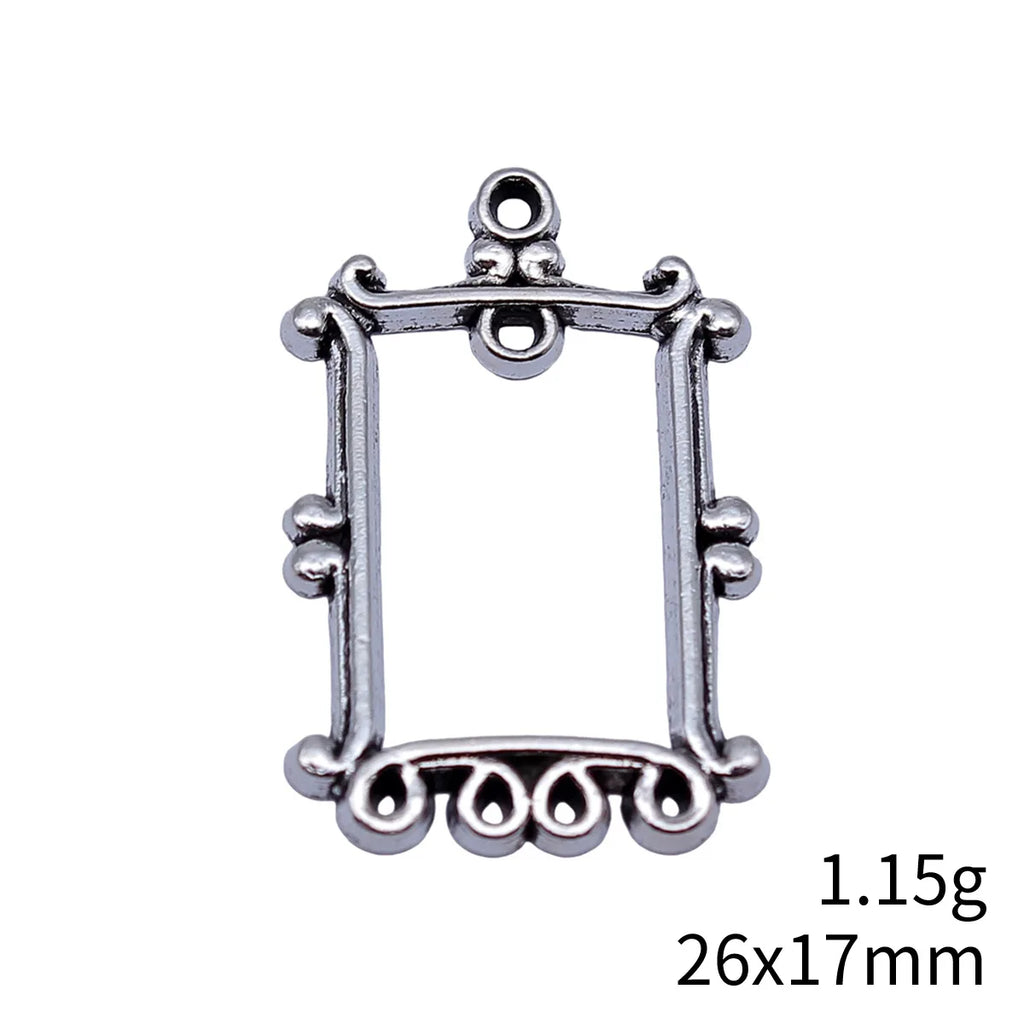 26x17mm 1.15g Antique Silver Zinc Alloy Rectangle Earring Connector Charm for DIY Earring Making