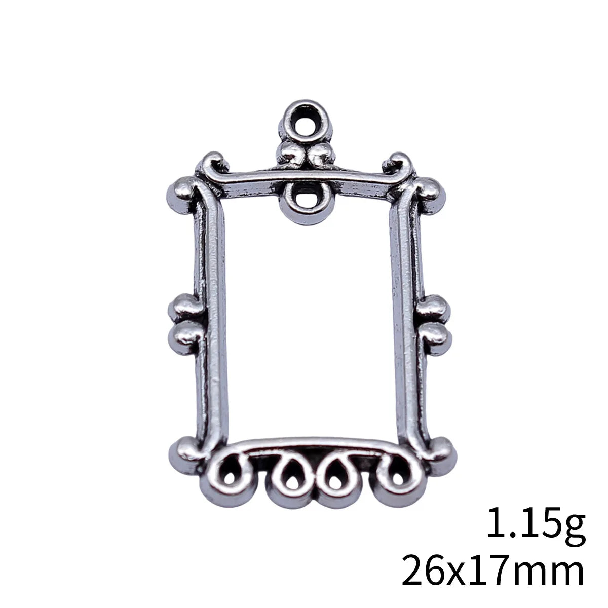26x17mm 1.15g Antique Silver Zinc Alloy Rectangle Earring Connector Charm for DIY Earring Making