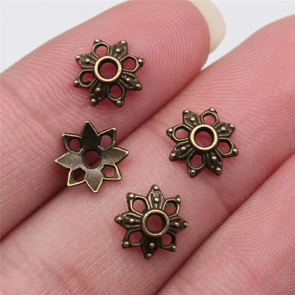 9x9mm 0.3g Multi Color Zinc Alloy Flower Bead Caps for DIY Handmade Bracelet Necklace Making