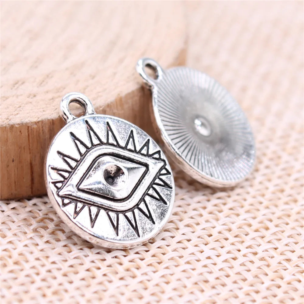19x16mm 1.44g Antique Silver Zinc Alloy Eye Charm Pendant for DIY Necklace Bracelet Jewelry