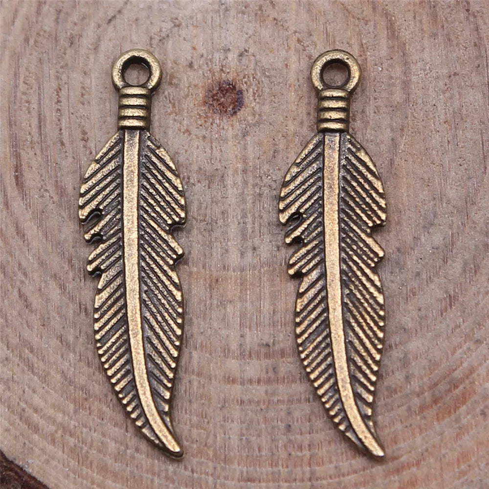 25x6mm 0.7g Multicolor Zinc Alloy Feather Charm Pendant for DIY Earring Bracelet Making
