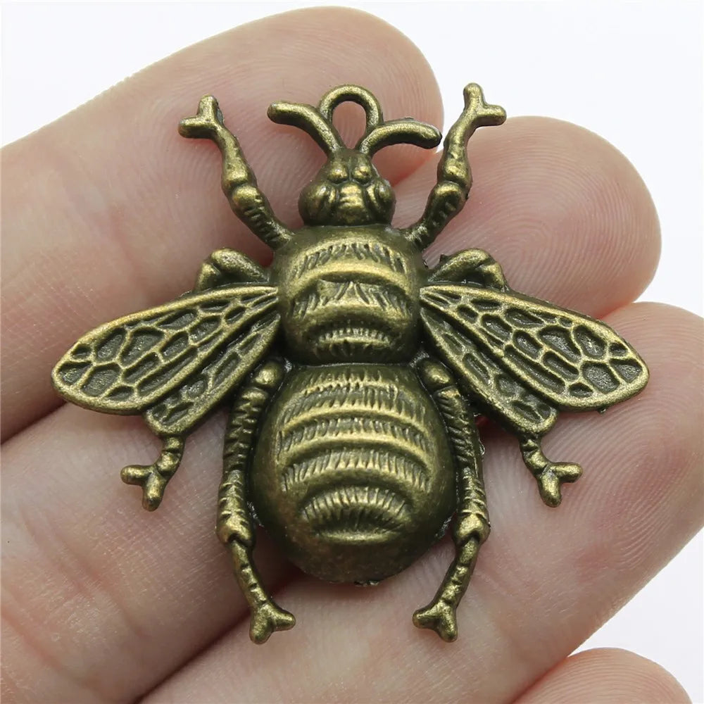 40x38mm 5g Vintage zinc alloy Bee charm pendant for necklace bracelet DIY jewelry making