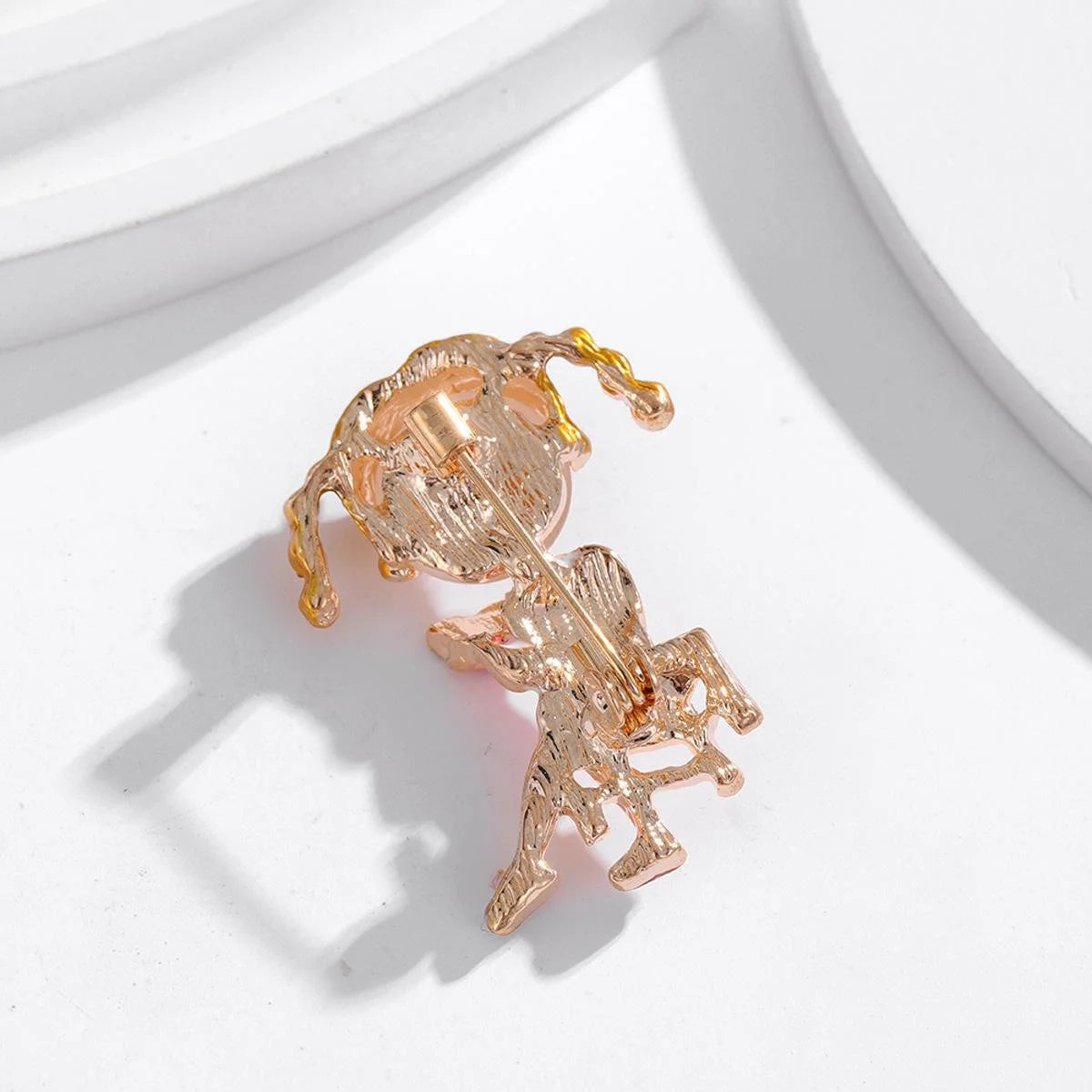 Cute Enamel Little Girl Eating Watermelon Brooch, Gold Tone Alloy Lapel Pin Corsage Suit Accessory Gift