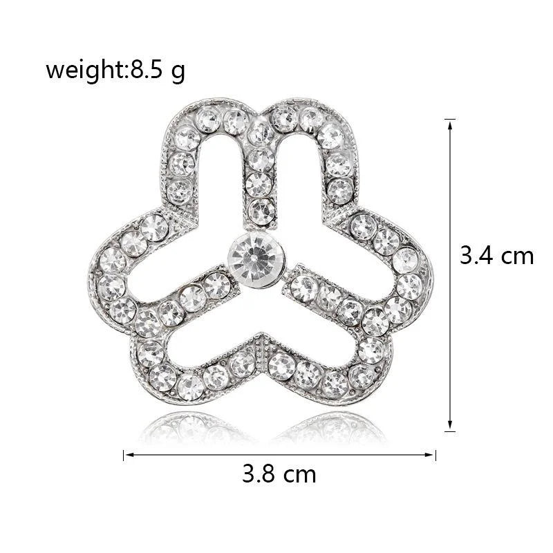 Elegant Rose Gold Alloy Flower Logo Brooch With Clear Rhinestones, Women's Lapel Pin Corsage Gift