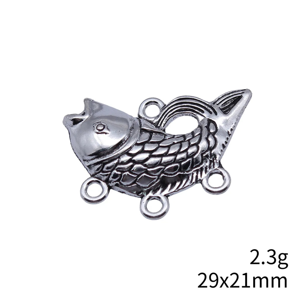 29x21mm 2.3g Antique Silver Zinc Alloy Koi Fish Connector Charm for DIY Earring Jewelry Making