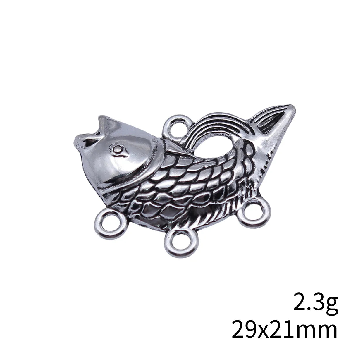 29x21mm 2.3g Antique Silver Zinc Alloy Koi Fish Connector Charm for DIY Earring Jewelry Making