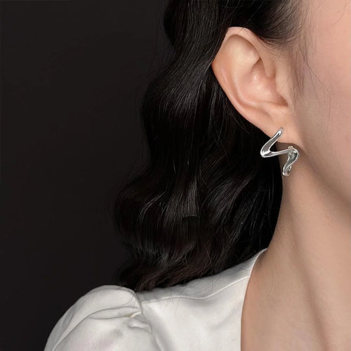 Sweet Cool Twisted Geometric Line Copper Drop Earrings