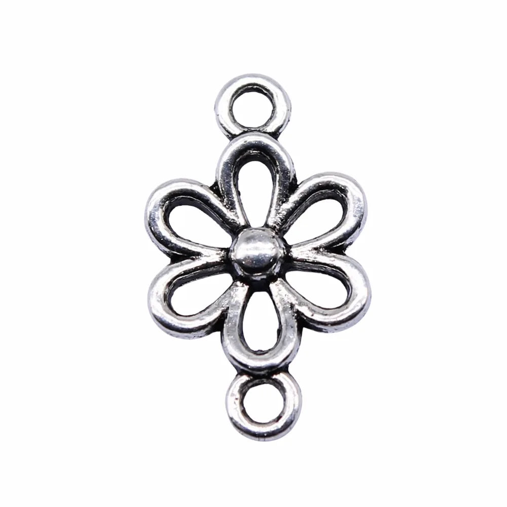 15x9mm 0.4g Multicolor Zinc Alloy Flower connector charm for DIY bracelet necklace making