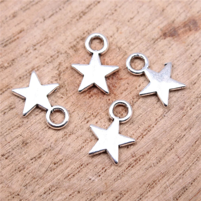 11x8mm 0.28g Multicolor Zinc Alloy Star Charm Pendant for DIY Hair Chain Necklace Bracelet Making