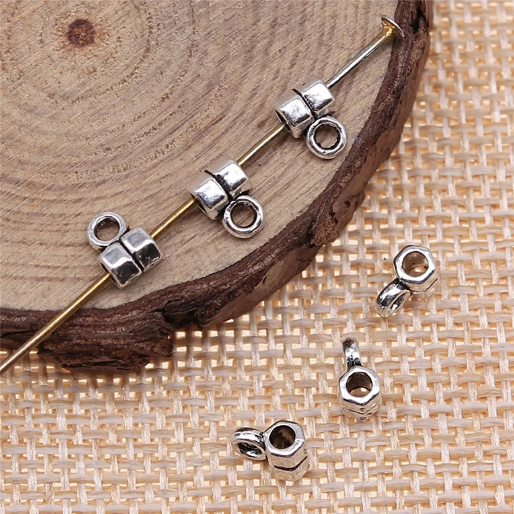 5x4mm 0.2g Antique Silver Zinc Alloy Mini Connector Bail Pendant Findings for DIY Jewelry Making