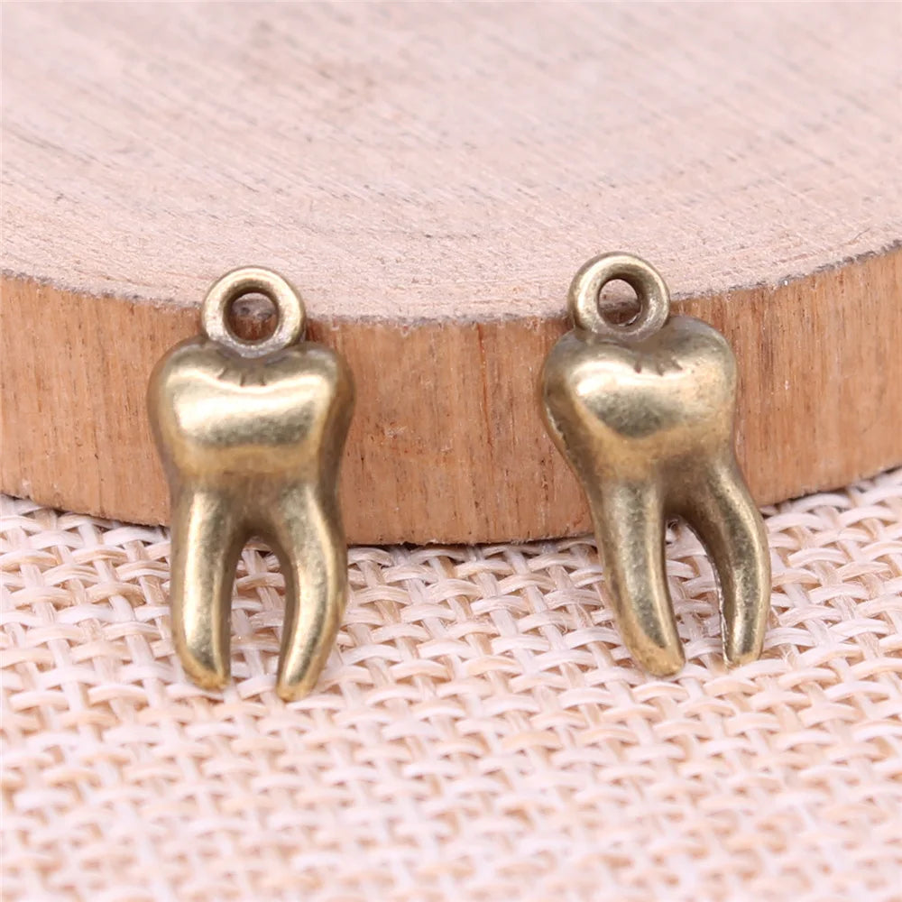 16x8mm 1.31g Multicolor Zinc Alloy Angel Tooth Charm Pendant for Dental Theme DIY Jewelry Making