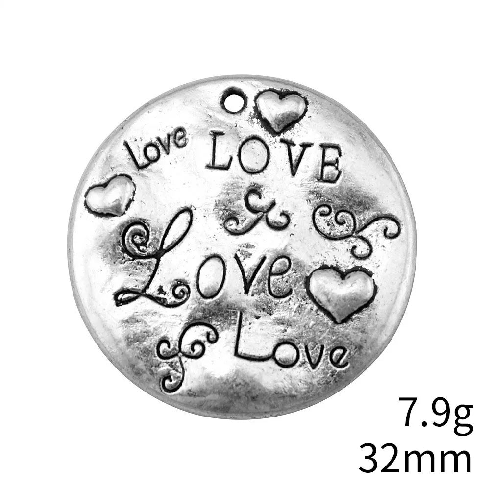 32x32mm 7.9g Multicolor Zinc Alloy Love Charm Pendant for DIY Necklace Bracelet Jewelry Making