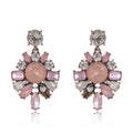Luxury Vintage Crystal Rhinestone Flower Drop Earrings For Women Elegant Statement Wedding Party Gift