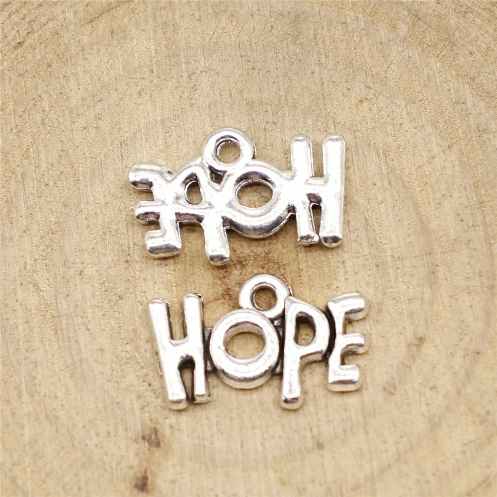 19x12mm 1.3g Antique Silver Zinc Alloy Hope Word Charm Pendant for Necklace Bracelet DIY Jewelry