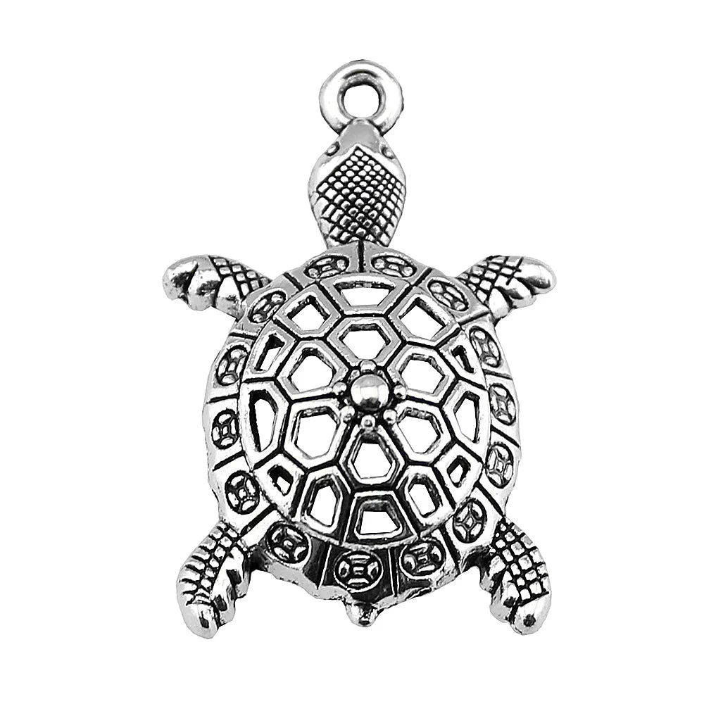 38x25mm 4.2g Antique Silver Zinc Alloy Turtle Charm Pendant for DIY Necklace Bracelet Jewelry Making
