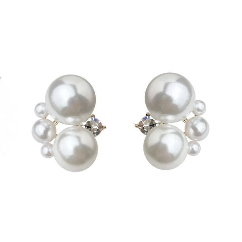 Light Luxury 14K Plated Round Resin Pearl Drop Earrings Geometric Elegant Minimalist Jewelry