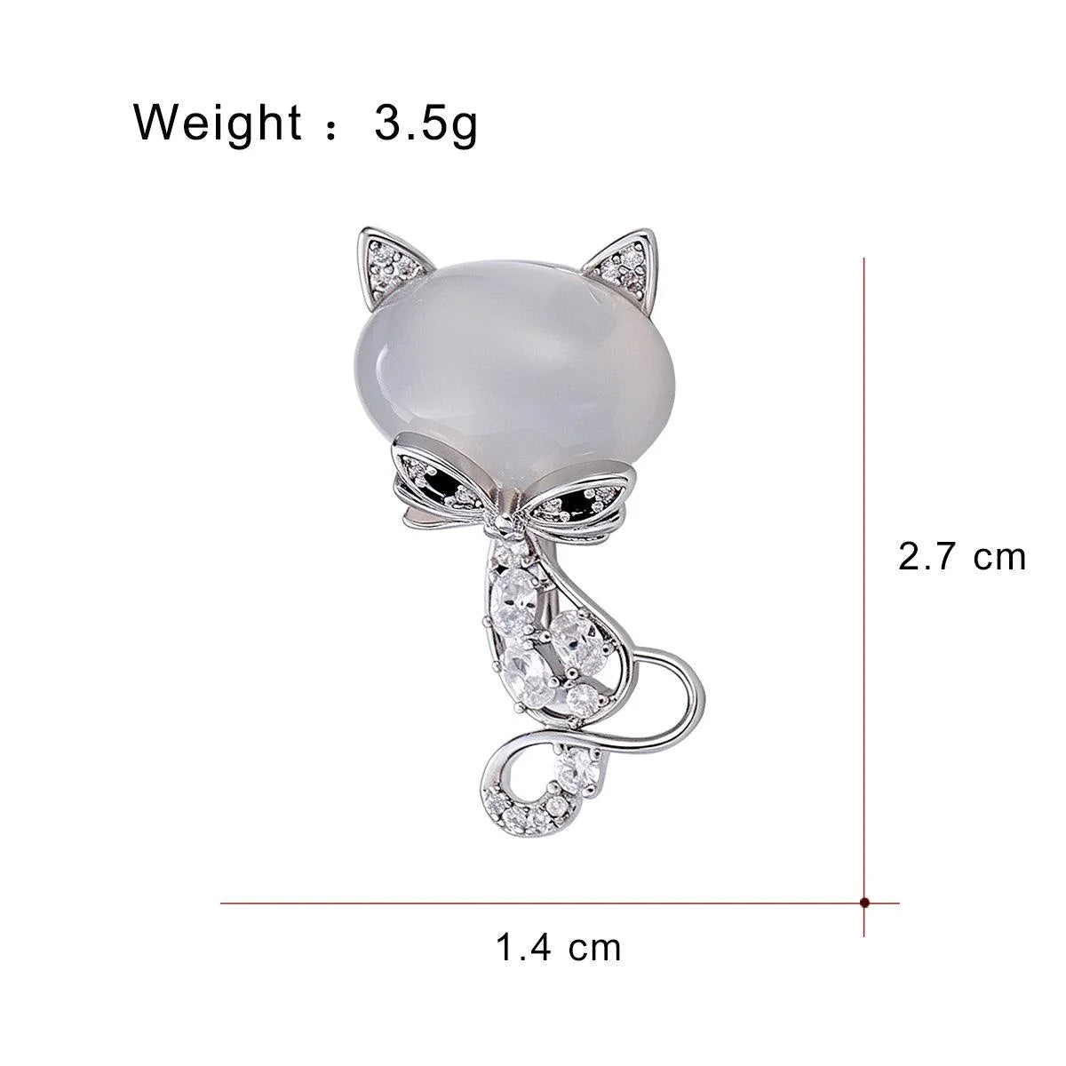 Cute Luxury Mother Of Pearl Cat Fox Bear Rhinestone Alloy Brooch, Elegant Lapel Pin Corsage Gift