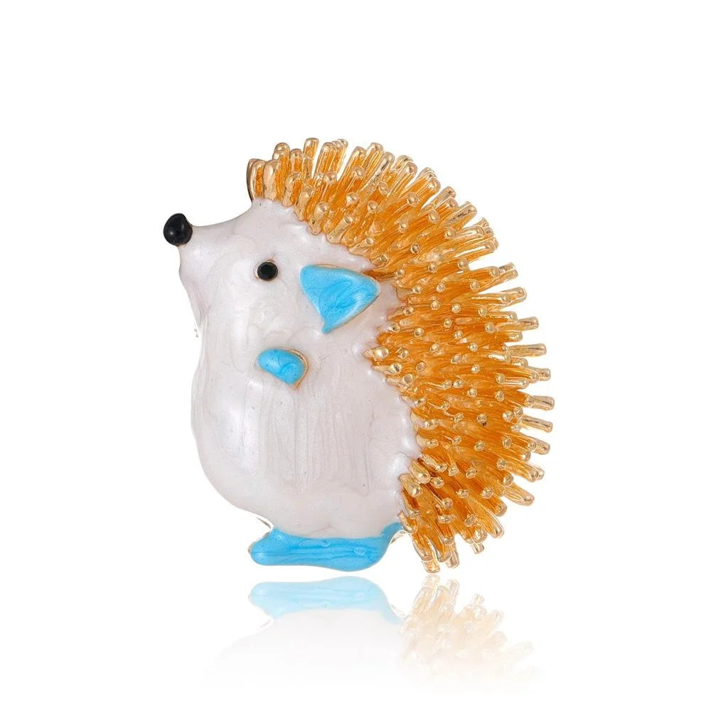 Cute Cartoon Hedgehog Enamel Alloy Brooch With Orange Spines, Fashion Animal Lapel Pin Corsage Gift