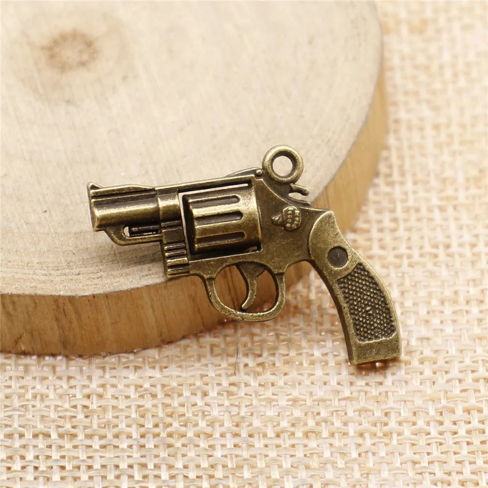 29x22mm 3.7g Multicolor Zinc Alloy Pistol Charm Pendant for DIY Bracelet Necklace Jewelry Making