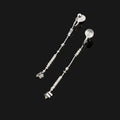Elegant Silver Alloy Broken Silver Bead Long Chain Tassel Stud & Clip On No Piercing Women's Earrings